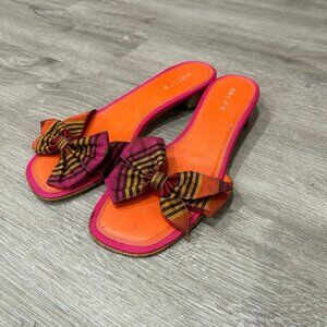 Unisa Pink Orange Bow Slip On Flat Sandals Women's Size 8